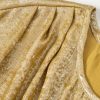 Elegant Gold Glossy Round Neck Blouse with Pleated Detail - Short Sleeve - Image 12