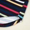 Women's Black Stripe Multicolor Contrast Edge Crew Neck T-Shirt - Image 11