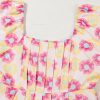 Women's Rose Vibrant Floral Square Neck Puff Sleeve Pleated Flared Midi Dress for Summer - Image 16