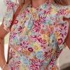 Women's Multicolour Floral Pleated Detail Flutter Sleeve Blouse - Summer Essential - Image 7