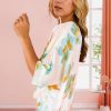 Women's Green Floral Print Loose Fit V Neck Half Sleeve Blouse - Elegant Summer Top - Image 2