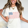 Women's White USA Flag Bow Knot Print Round Neck T-Shirt - Image 2