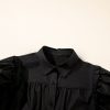 Women's Black Frilly Puff Sleeve Collared Shirt - Trendy and Elegant - Image 7