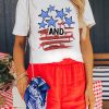 Women's White Stars and Stripes Bow Graphic T-Shirt - Patriotic Summer Tee - Image 7