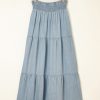 Women's Beau Blue Tiered Smocked High Waist Denim Maxi Skirt - Flattering and Elegant Casual Wear - Image 7
