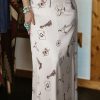 Women's Beige Western Print Satin Long Skirt - High Waist, Maxi Length - Image 9