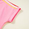Women's Bonbon Color Contrast Crewneck T-Shirt and Wide Leg High Waist Pants Set - Image 16
