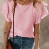 Light Pink Crinkled Cotton Gauze Blouse with Ruffle Sleeves - Perfect for Summer - Image 7
