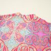 Women's Rose Tribal Paisley Print Ruffled Sleeve Notch Neck Midi Dress - Bohemian Style - Image 15