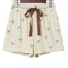 Women's White Bow Print Lace Drawstring Casual Shorts - Lightweight & Comfortable - Image 12
