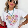 Women's White MAMA Flower Heart Graphic Tee – Soft Cotton Blend Casual T-Shirt - Image 8