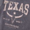 Women's Medium Grey TEXAS Steer Head Graphic Oversized T-Shirt - Vintage Mineral Wash - Image 8