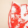 Elegant Red Floral Print Trimmed V Neck Ruffle Sleeve Long Dress for Women - Image 8