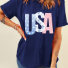 Women's Blue USA Graphic July 4th Crew Neck T-Shirt - Perfect for Independence Day - Image 8