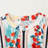 Women's Green Floral Print Zipper Ruffled Short Sleeve High Waist Mini Dress - Image 12