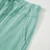 Women's Mint Green Mineral Wash High Waist Wide Leg Cargo Pants with Drawstring - Image 16