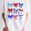 Women's White USA Inspire Bow Print Crewneck Tee - Perfect for Independence Day - Image 7