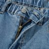 Women's Dusk Blue Medium Wash Super Wide Leg Denim Pants - High Waist Casual Jeans - Image 8
