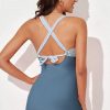 Women's Ashleigh Blue Criss Cross Ruched Ruffled Two Piece Tankini Set - Image 2
