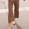 Women's Khaki Checkered High Waist Loose Casual Pants - Trendy Wide Leg Style - Image 8