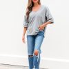 Women's High Raglan Half Sleeve V Neck Oversized T-Shirt - Casual and Chic - Image 5
