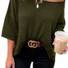 Women's Green Textured Knit Drop Shoulder Short Sleeve Sweater - Casual and Stylish - Image 6