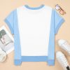 Women's Sky Blue USA Graphic Color Block Crewneck T-Shirt with Star and Plaid Design - Image 8