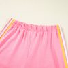 Women's Bonbon Color Contrast Crewneck T-Shirt and Wide Leg High Waist Pants Set - Image 12