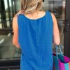 Women's Blue Sun Graphic Casual Tank Top - Stylish Sleeveless Summer Tee - Image 3
