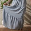 Women's Beau Blue Tiered Smocked High Waist Denim Maxi Skirt - Flattering and Elegant Casual Wear - Image 3