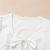 Elegant Women's White Bow Knot Decor Square Neck Puff Sleeve Peplum Top - Image 17