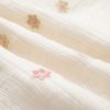 Women's Beige Embroidered Flower Smocked Bust A-Line Dress with Half Puff Sleeves - Image 13
