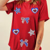 Women's Red American Flag Sequined Graphic Tee - Patriotic Round Neck T-Shirt - Image 3