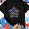 Women's Black Flag Inspired Rhinestone Star Graphic T-Shirt - Image 2