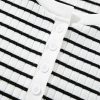 Women's White Stripe Textured Short Sleeve Buttoned Henley Top - Casual Summer Tee - Image 15