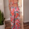 Women's Multicolor Floral Print Smocked Halter Neck Sleeveless Wide Leg Jumpsuit - Image 6