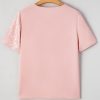 Women's Apricot Pink Leopard Jacquard Patchwork Crisscross V Neck Short Sleeve Blouse - Image 17
