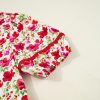 Elegant Red Floral Puff Sleeve Mini Dress with Pocket and Ric Rac Detail - Image 12