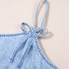 Trendy Beau Blue Denim Mini Dress with Bow Detail and Ruffle Hem - Image 11