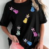 Women's Black Sequined Bow Graphic Tee - Perfect for Country Music Festivals - Image 5