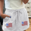 Women's Light Grey American Flag Patched Lace-Up High Waist Skort - Image 6