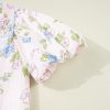 Women's Pink Floral Striped Print Mini Dress with Contrast Trim and Tie Split Neck - Image 10