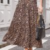 Women's Brown Leopard Floral Reversible Ruffle Hem Maxi Skirt - Elegant & Versatile - Image 16