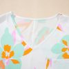 Women's Green Floral Print Loose Fit V Neck Half Sleeve Blouse - Elegant Summer Top - Image 6