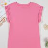Women's Bonbon Braided Cap Sleeve Crew Neck T-Shirt - Stylish Casual Tee - Image 3