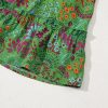 Women's Vibrant Green Floral Tie Split Neck Ruffled Tiered Short Dress - Image 12