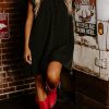 Women's Elegant Black Frilled V Neck Pleated Ruffle Detail Short Shift Dress - Image 8