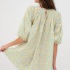 Women's Green Floral Half Sleeve Frilled U Neck A-Line Short Dress for Casual Outings - Image 4