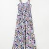 Women's Purple Floral Print Smocked High Waist Jumpsuit with Square Neckline - Image 4