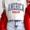 Women's White Independence Day Graphic Tee - AMERICA 1776 Star Print - Image 2